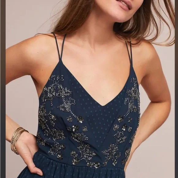 Ranna Gill Anthropologie Lucinda Beaded Maxi Dress Size 12 - Picture 2 of 12